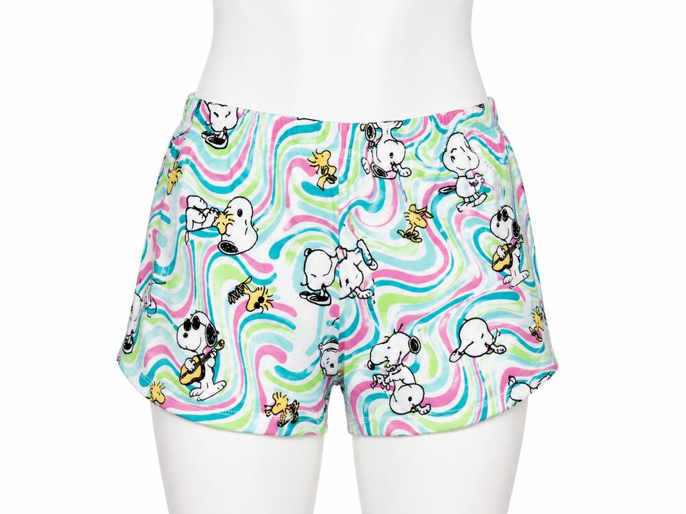 Snoopy Woodstock Psychedelic Swirl Pajama Lounge Shorts Peanuts Size Medium